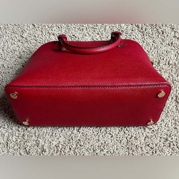 Michael Kors Adele Large Dome Leather Scarlet Satchel - Picture 13 of 14